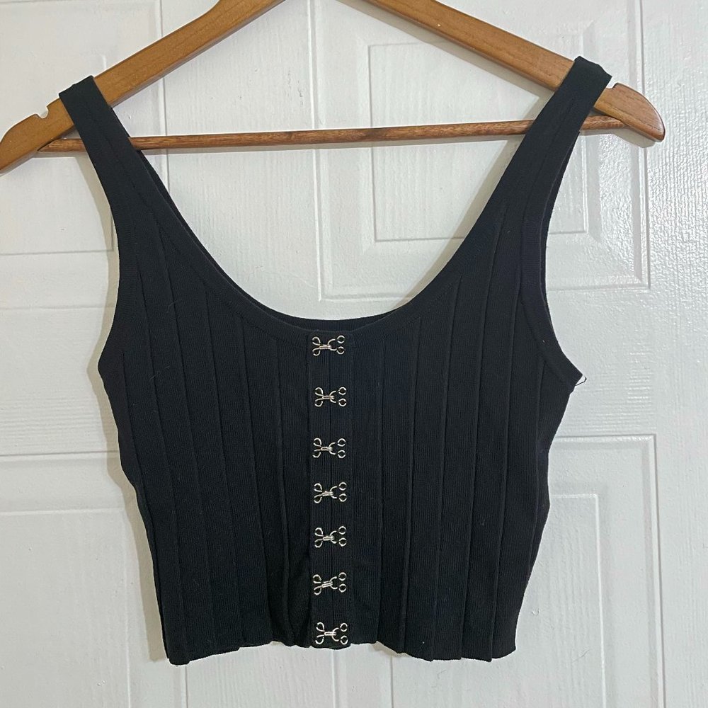 Forever 21 Black Sweater-Knit Crop Tank Top